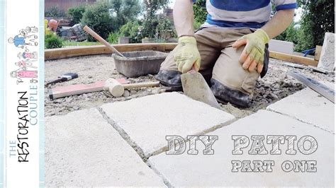 Drill a 1″ hole in the middle of one board and chamfer the top edge of the hole. Laying a Natural Stone Patio - DIY - PART 1 - YouTube