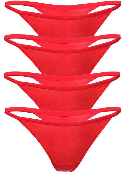 Tesoon Cotton Thongs For Women Sexy Seamless Woman G String Panties 4 Pack Set