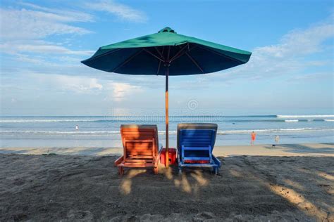 Two Beach Chairs On The Beach Stock Image Image Of Shore Sand 218640037