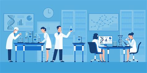 Premium Vector Scientists Characters Chemists In Pharmaceutical Lab