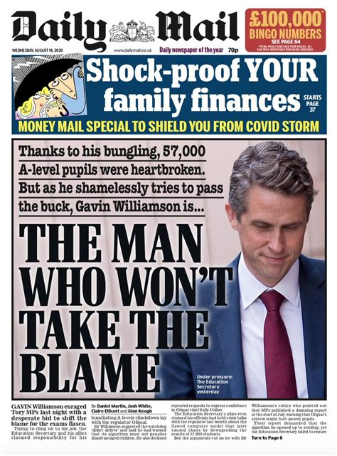 Daily Mail Front Page 10th Of August 2020 Tomorrows Papers Today