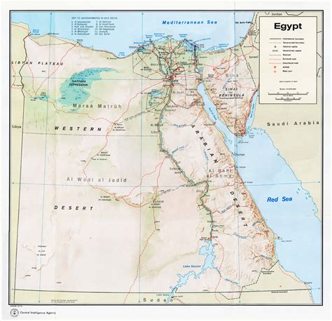 Large Detailed Relief Map Of Egypt With All Cities And Roads Egypt