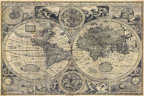 Historic Old World Map Vintage Map 1626 Old Antique Restoration Style