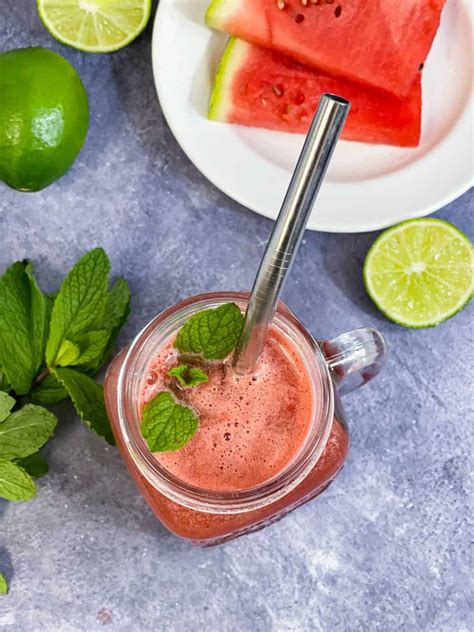 Watermelon Juice With Mint And Lime Indian Veggie Delight