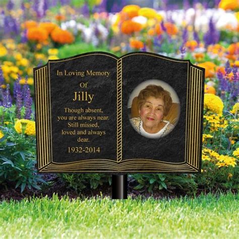 Jaf Graphics Garden Book Memorial Shaped Plaque On Stake