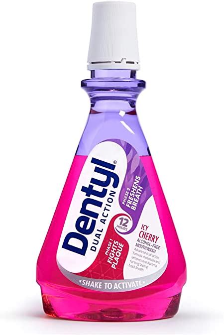 dentyl dual action cpc mouthwash 12hrs fresh breath and total care alcohol free icy cherry 500