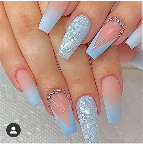 Grey with black lines glitter nails. Light Blue Acrylic Nails With Glitter | Eqazadiv Home Design