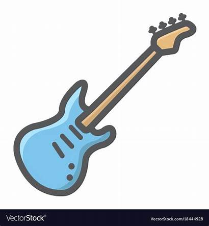 Bass Guitar Outline Vector Icon Filled Royalty