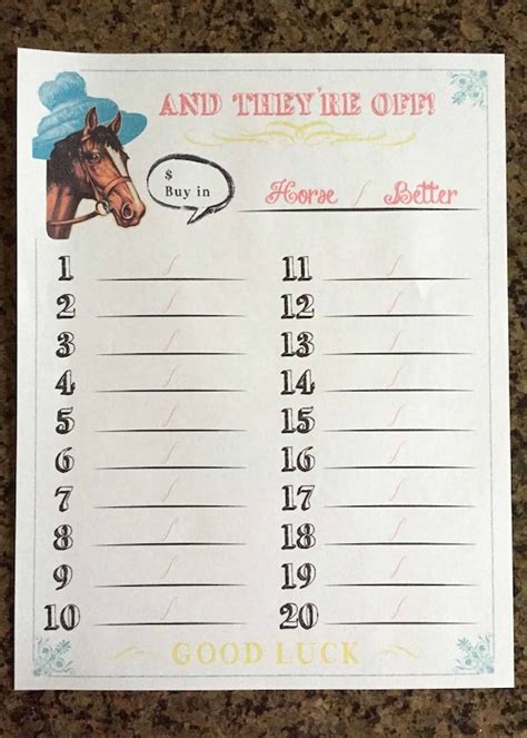 Kentucky Derby Party Printable Color Betting By Creationsbydeven