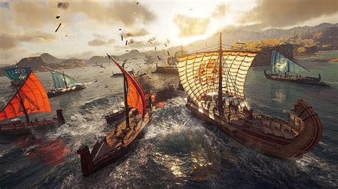 Assassin S Creed Odyssey Epic Naval Battle Sea Battle HD Wallpaper