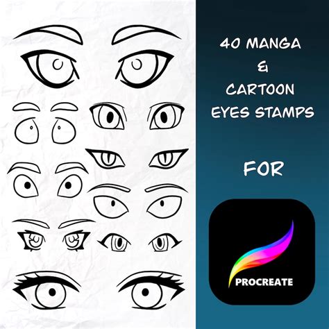 40 Cartoon And Manga Eyes Stamps For Procreate Anime Eyes Etsy