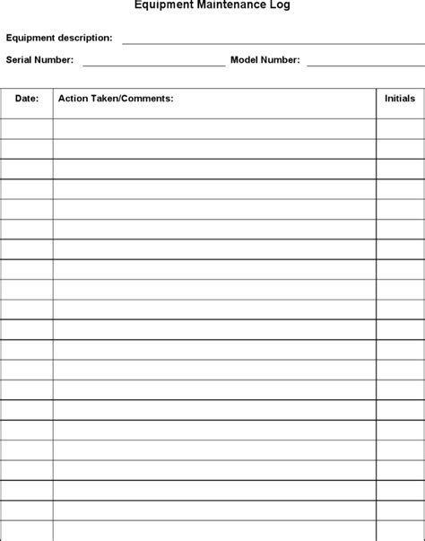 This template was converted using iauditor and can serve as a guide for inspectors to. Maintenance Log Template | Download Free & Premium Templates, Forms & Samples for JPEG, PNG, PDF ...