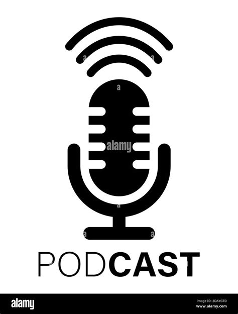Podcast Radio Media Microphone Symbol And Icon With Sound Waves Vector