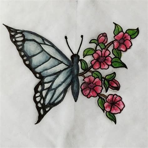 Design Pencil Drawings Of Flowers And Butterflies With Colours Draw Power
