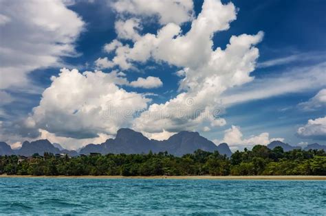 Coastline Of Krabi Island With Clouds In High Winds Thailand Stock