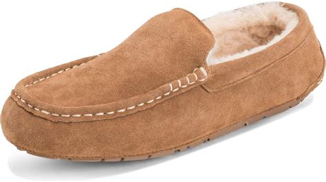 Polar Mens Moccasins Suede House Loafers Shoes Slippers Brown Size 15