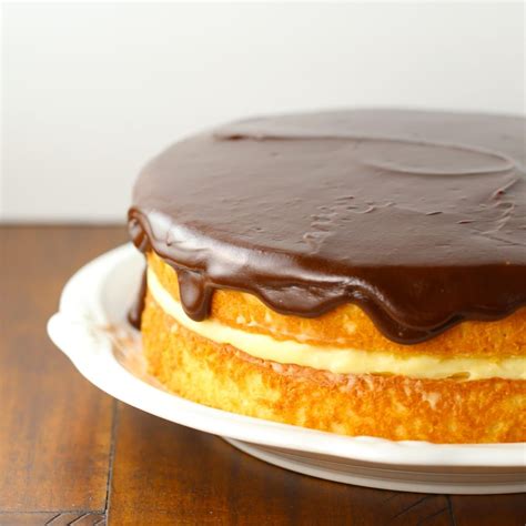 Lightly whisk the chilled custard to loosen it up. Boston Cream Pie Birthday Cake - Mom Loves Baking | Recipe ...