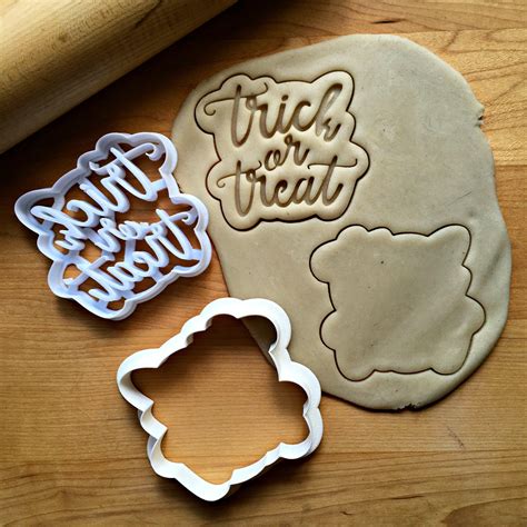 Set Of 2 Trick Or Treat Script Cookie Cuttersmulti Size Etsy