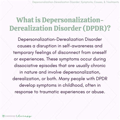 what is depersonalization derealization disorder dpdr