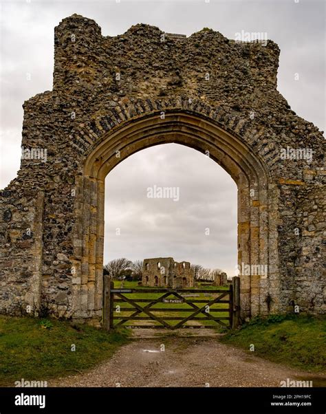 Old And Historic Flint Archway Entrance To Dunwich Friary Stock Photo