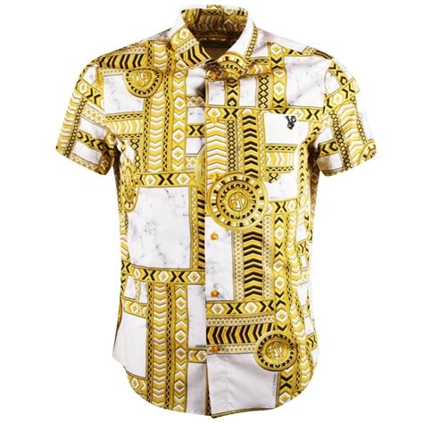 Versace Jeans White And Gold Short Sleeve Shirt Shirts From