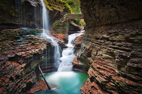 Chase Waterfalls At Watkins Glen State Park In The Finger Lakes Region