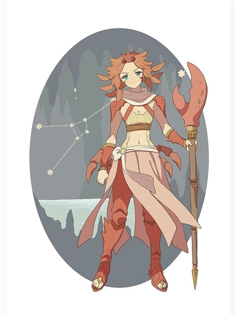 Cancer The Zodiac Sign Cute Anime Girl Style Art Poster For Sale By Adashali Redbubble