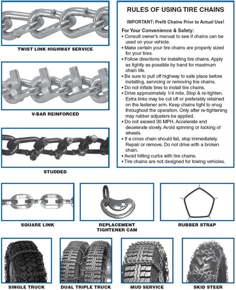 Security Chain Company Tire Chains Size Chart