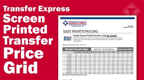 Pin on screen print transfers from www.pinterest.com. Transfer Express Screen Printed Transfer Price Grid - YouTube