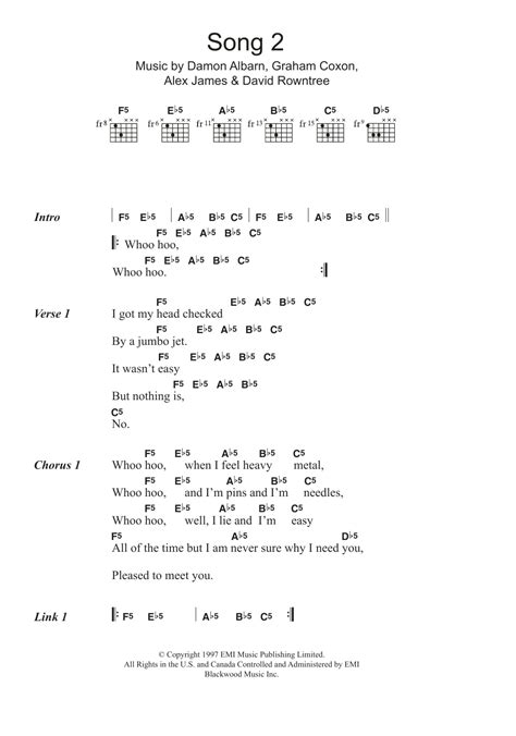Tabs search engine, guitar lessons, gear reviews, rock news and forums! Song 2 Sheet Music | Blur | Guitar Chords/Lyrics