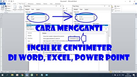 Cara Mengganti Inchi Ke Centimeter Di Word Excel Dan Powerpoint Youtube