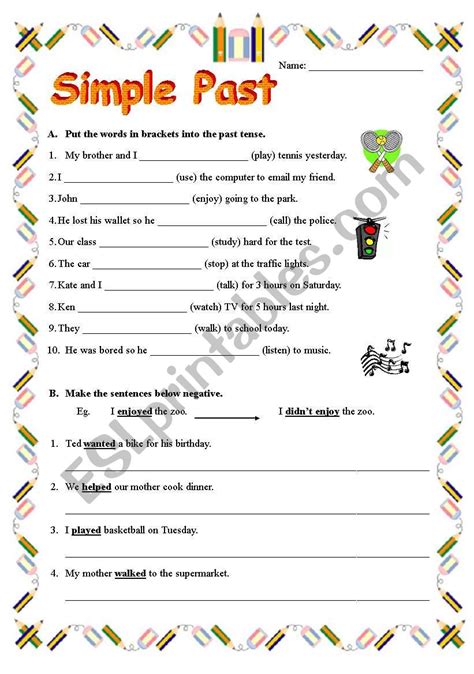 Simple Past Tense - ESL worksheet by rennayf