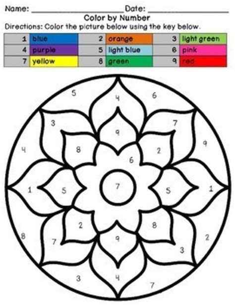 Easy Mandala Color By Number Download Print Now
