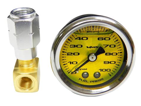 100 Psi Liquid Filled Fuel Pressure Gauge 0 100 Psi With Adapter For L