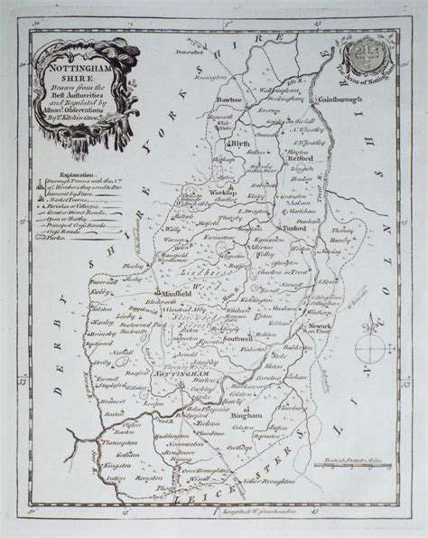 Antique Map Of Nottinghamshire