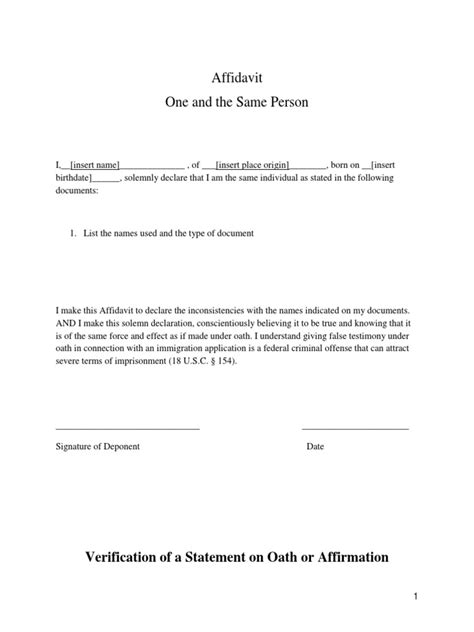 Affidavit For One And The Same Persondocx Affidavit Perjury