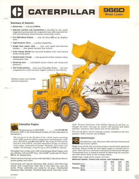 Equipment Brochure Caterpillar 966d Wheel Loader C1981 E2048