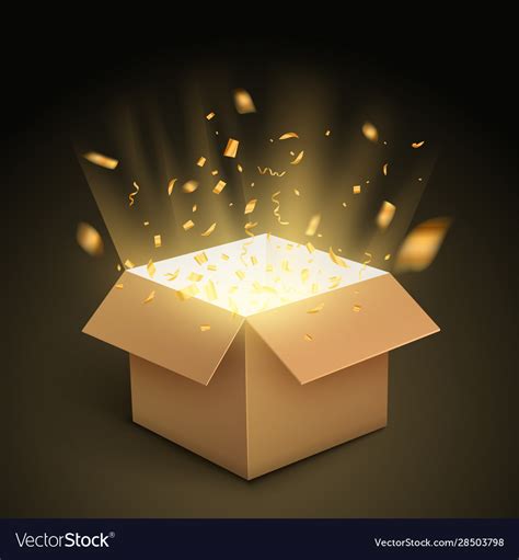 T Box Confetti Explosion Magic Open Surprise Vector Image