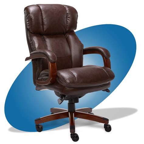 Leather Chair With Wood Arms La Z Boy Fairmont Big And Tall Executive