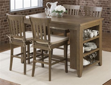Jofran Slater Mill Pine Counter Height Storage Table With Stool Set Value City Furniture Pub