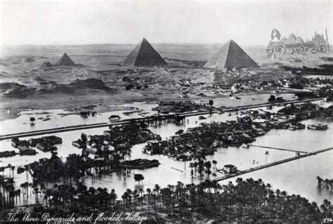 A Great Photo Appear Flood Of The Nile When It Was Up To The Pyramids