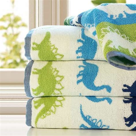 Bathroom Set Towel Kids Blue Green Dinosaur Towel Set In 2020