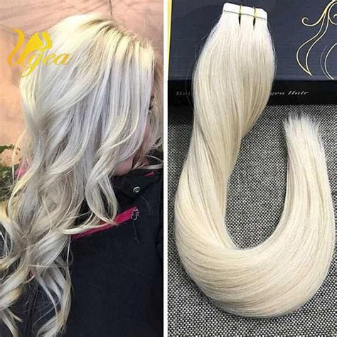 Brazilian Solid Color Platinum Blonde Tape In Remy Real Human Hair