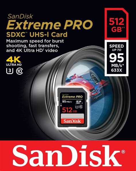 Sandisk Extreme Pro 512gb Sd Sdxc 95mbsec Uhs I U3 Card 512 Gb Ebay