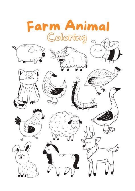 Farm Animals Coloring Worksheet Coloring Pages