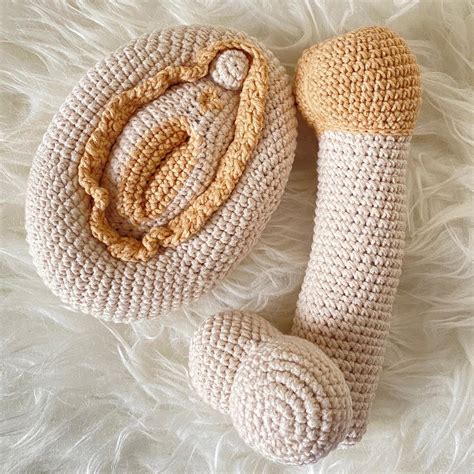 crochet vulva and penis toy for adult ts pipe knitted etsy