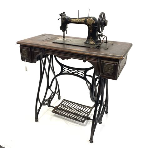 Ds Vintage Jones Treadle Sewing Machine Walnut Top With Two Drawers