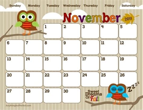 Cute Printable Calendars By Eleanor Preschool Planning Owl Theme