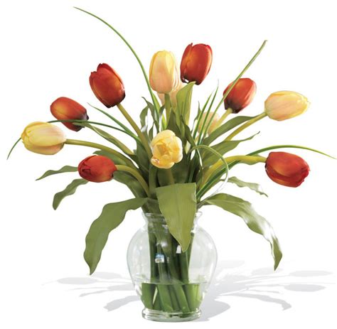 Mixed Tulip Silk Flower Arrangement - Contemporary ...