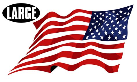 Reverse Large Waving American Flag Sticker Mirror Decal